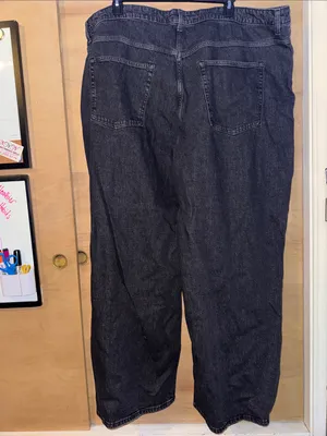Ashley Graham Black Slouchy Wide-Leg Jeans thumbnail 3