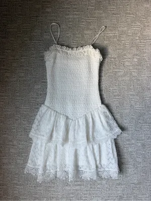 COCOLILLYS White Strapless Ruffled Mini Dress thumbnail 2