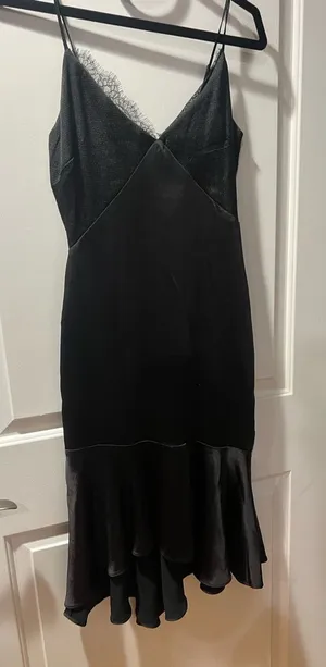 Skies Are Blue Black Lace-Trim Midi Slip Dress thumbnail 1