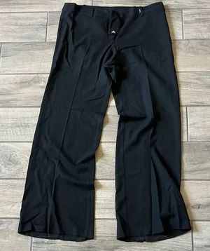Black Wide Leg Pants with Stretchy Fabric thumbnail 1