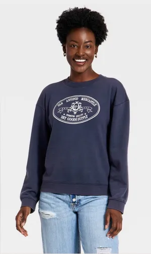 Universal Threads Women’s Western Navy Blue Sweatshirt NWT Large thumbnail 1