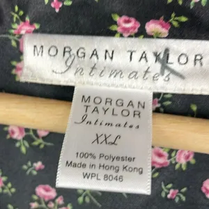 Morgan Taylor Intimates Floral Black sleep night gown button down size 2X XXL thumbnail 9