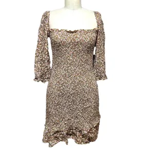 Faithfull The Brand Es‎ Saada Floral Smocked Dress Brown Pink Size 2 thumbnail 3