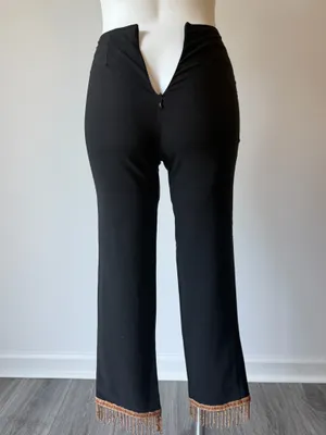 Black Beaded Fringe Straight Leg Pants thumbnail 6
