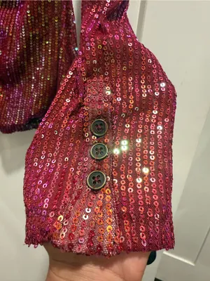 Free‎ People Magenta Sequin Long Sleeve Button Down Shirtee Top Size Small thumbnail 7