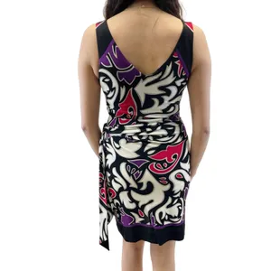 Nicole Miller Studio Womens XS (P)‎ Silk Sheath Dress Abstract Black Purple thumbnail 3
