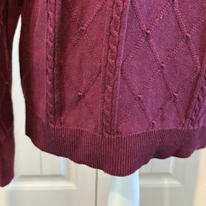 Banana Republic XL Burgundy Scoopneck Cable Knit‎ Sweater thumbnail 8