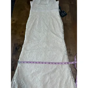 NWT‎ Lulus Bridal Zenith ivory cream Lace Halter Neck Formal Maxi Dress size S thumbnail 5