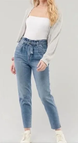 Hollister Ultra High Rise Paper Bag Mom Jeans‎ Size 24 D30 thumbnail 1