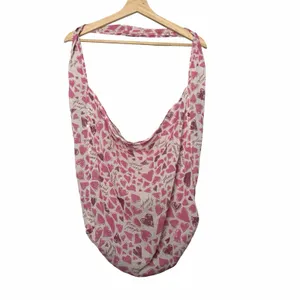 Free People Pink Heart Print Gauze Tote Bag Boho Coquette Reusable Shopper thumbnail 2