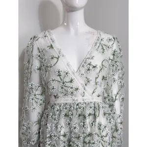 Ever After Floral Embroidered Maxi Dress Cottagecore Wedding Guest Long Sleeve S thumbnail 3
