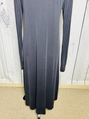 By Together Long Dress Ribbed Cardigan Button Down V-Neck Gray Size M thumbnail 8