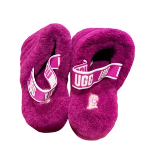 UGG Women's Fluff Yeah Fur Slide Slipper Purple with elastic logo strap Size 11 thumbnail 5