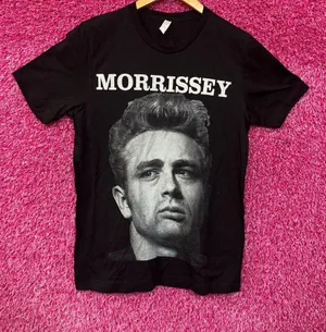 Morrissey Big Face James Dean & Tour Stops Goth Band Tee M thumbnail 1