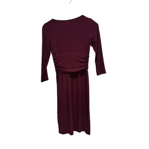 Chaps Womens XS Purple‎ Faux Wrap Ruched Sheath Dress 3/4 Sleeve V-Neck thumbnail 2