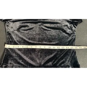 Vintage 80s Bari Jay Black Velvet Satin Belted Peplum Midi Cocktail Dress 9/10 thumbnail 8