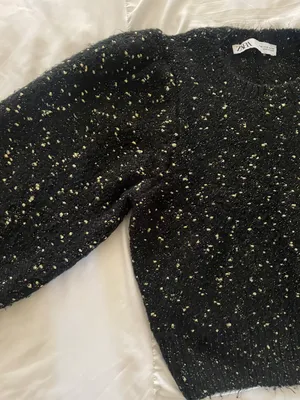 ZARA Metallic Thread Speckled Puffy Sleeve Knit Sweater thumbnail 13