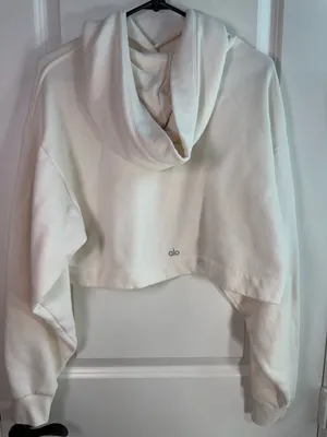 Alo Yoga White Cropped Hoodie Size S thumbnail 4