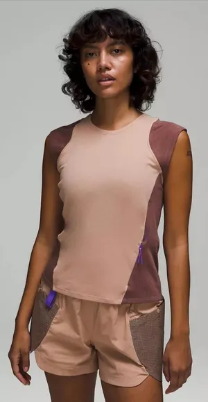 Lululemon Cap Sleeve Hiking Tank Pecan Tan Dark‎ Oxide LW1DSGS Size 2 thumbnail 1