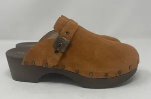 NEW Dr. Scholl's Original Clog Mule 7 Brown Slip On Leather Suede Comfort Buckle thumbnail 3