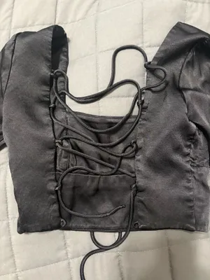Zara satin long sleeve going out top cropped thumbnail 2