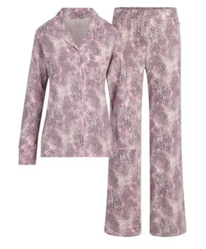 SKIMS intimates Bloom Multi Animal Long Sleeve Pajama Set Pink Leopard Sleepwear thumbnail 1