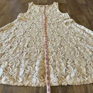 Free People Sleeveless Lace Overlay Dress Sheer Trapeze Flare Coverup Size Large thumbnail 5