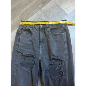 American Eagle Destroyed Mom Jeans High Rise Black Grunge 6 thumbnail 8