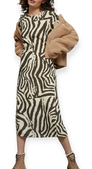 Corey Lynn Calter Brown Zebra Maxi Tee Dress Anthropologie Size Small thumbnail 1