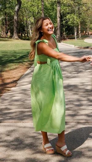 Green boutique cut out dress thumbnail 1