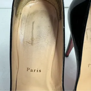 Christian Louboutin Black Patent Leather Platform Heels Size Eur 37.5/ US 7.5 thumbnail 3