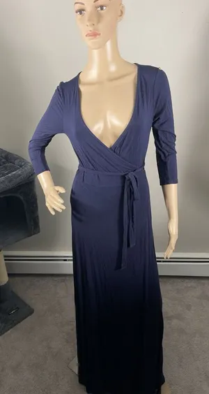 Lulus Blue Deep V-Neck Maxi Dress Size M‎ B-R thumbnail 1