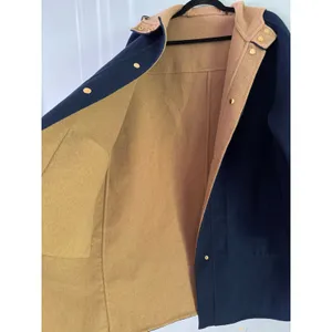 Navy Blue Hooded Fleece Coat Size Medium/Large Overcoat Equestrian Chore Barn thumbnail 6