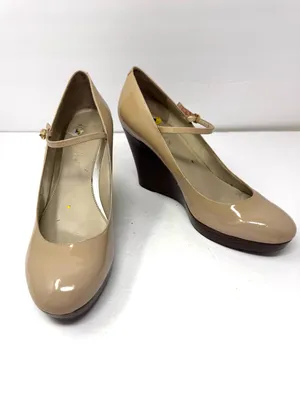 LAUREN RALPH LAUREN grey/taupe wedge Mary jane shoes, size 9 thumbnail 6