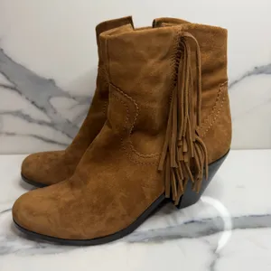 Sam Edelman Womens Brown Leather Louie Boots Sz 8.5 Fringe Western Boho Festival thumbnail 3