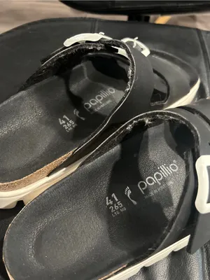 Papillio black sandals with cream platform sole Size 10 thumbnail 9