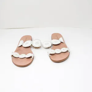 Jack Rogers Lauren Leather Double Strap Open Toe Flat Sandals Shoes White 8.5 thumbnail 2