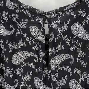 LOFT Paisley Ruched Flutter Sleeve Mixed Media‎ Top Lightweight Chiffon thumbnail 11