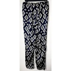 Forever 21 Navy Blue White Geometric Ikat Diamond High Rise Pants Small thumbnail 3