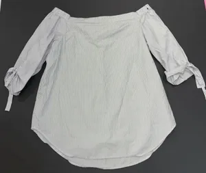 Babaton‎ Aritzia Cold Shoulder Blue Stripe Preppy Quiet Luxury Designer Blouse M thumbnail 1