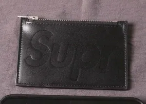 Supreme Black Embossed Leather Zip Wallet thumbnail 1