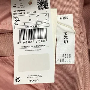 NEW Mango Pink High Rise Front Pleated Business Career Wide Leg Dress Pants 2 thumbnail 4