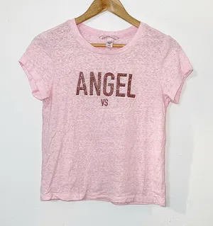 Victorias Secret “angel vs” light pink space dye glitter short sleeve t-shirt thumbnail 1