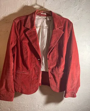 St. John's Bay Stretch Corduroy Jacket Burnt Orange button pockets gorpcore LG thumbnail 1