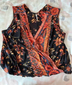 Free People Havana Black Floral Top thumbnail 7