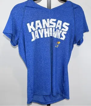 Adidas Kansas Jayhawks Blue Heather Climalite T-Shirt Size Medium Short Sleeve thumbnail 1
