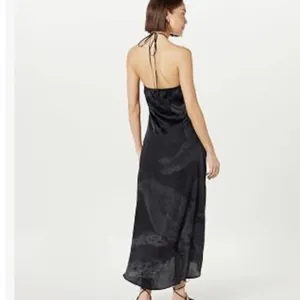 The Drop Ruched Front Slit Halter Maxi Dress Black Floral M NWT thumbnail 4