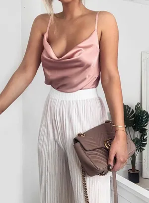 Selfie Leslie NWOT Saints and secrets satin cowl neck cami in pink. Size Medium thumbnail 3