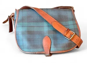 Vintage Polo Ralph Lauren Black Watch Plaid Leather Crossbody Saddle Bag thumbnail 1