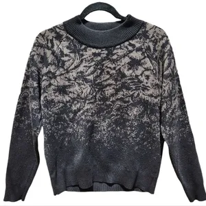 Athleta Women Jacquard Crew‎ Sweater in Frosted Floral Black And Tan Extra Small thumbnail 4